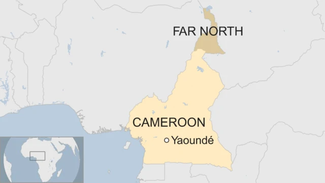 Map showing the Far North region within Cameroon