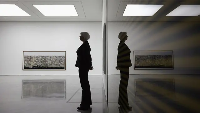 A security guard stands on duty at the new White Cube gallery in Bermondsey on October 11, 2011 in London, England