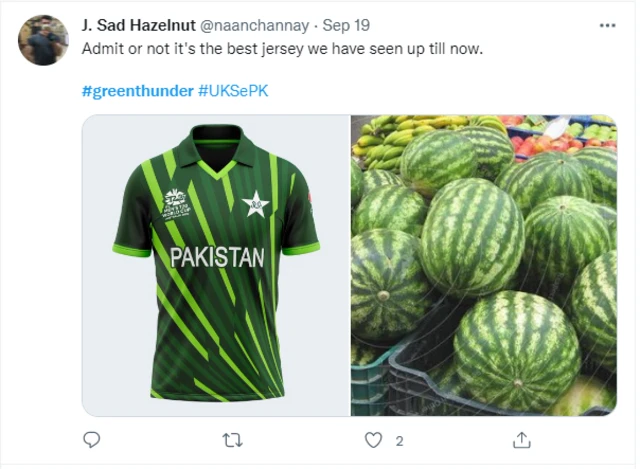 পাকিস্তানের জার্সিকে ভক্তরা বলছেন ওয়াটারমেলন জার্সি