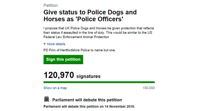 Petition to class police dogs and horses as police officers.