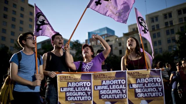 Protesta pro aborto en Chile.