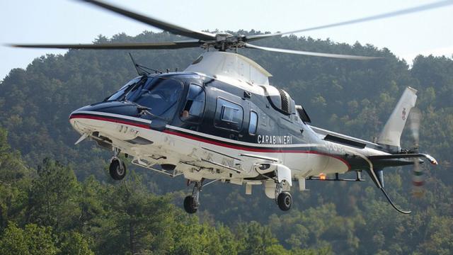 意大利国家警察的直升飞机在空中巡视守护开心果园。
