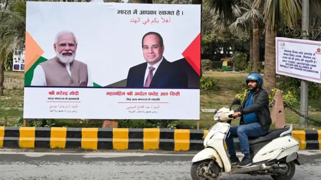 প্রেসিডেন্ট সিসি-কে স্বাগত জানিয়ে দিল্লির রাজপথে ব্যানার