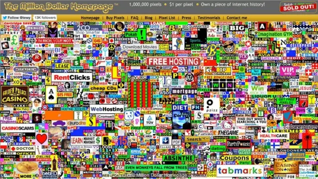 Imagem do site Million Dollar Homepage