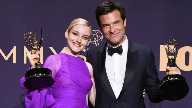 Julia Garner and Jason Bateman at the 2019 Emmys