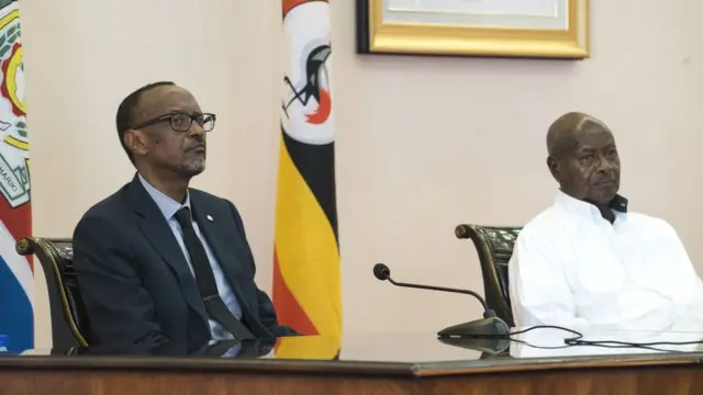 Prezida w'u Rwanda Paul Kagame n'uwa Uganda Yoweri Museveni