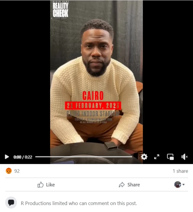 فيديو لكيفن هارت يروج لحفله في القاهرة