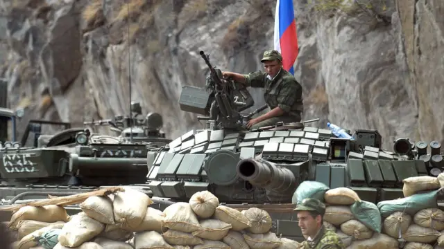 Российский танк в Цхинвали, Южная Осетия, 21 августа 2008 года