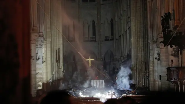 Интерьер Нотр-Дама после пожараб апрель 2019