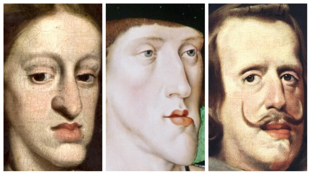 Близкие родственники: Карл II, Карл V и Филип IV Габсбурги (слева направо)