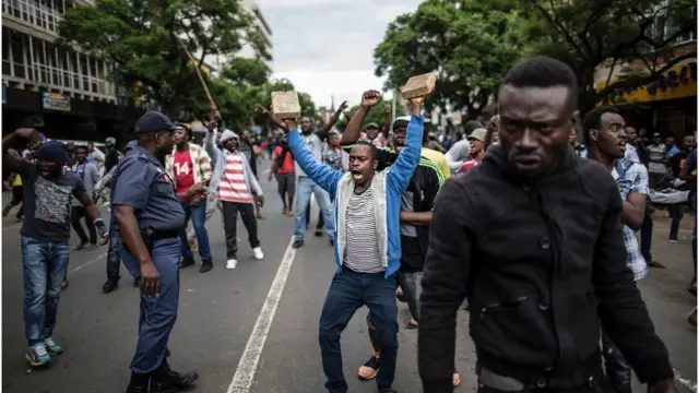 Nigerians protesting in South Africa