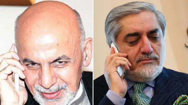 فرمانده ارتش پاکستان با رئیس جمهوری افغانستان (چپ) و رئیس اجرایی تماس تلفنی گرفت