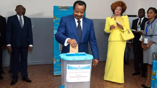 President Paul Biya and seven odas na im contest di election and many dey expect Biya wey don rule for 36 years to win again.