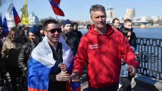 Мэр Екатеринбурга Евгений Ройзман на акции протеста сторонников Алексея Навального