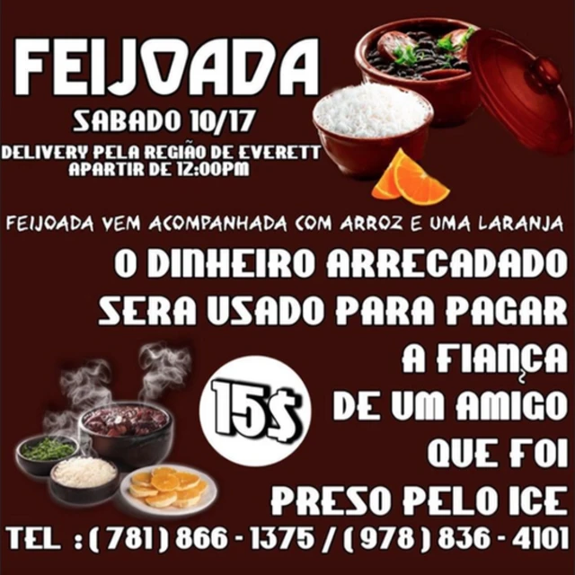 Convite para feijoada divulgado nas redes sociais