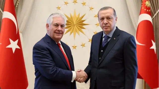 ريكس تيلرسون ورجب طيب إردوغان