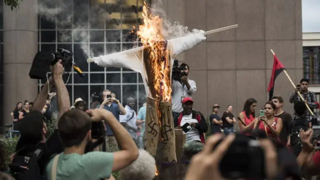 Protesta contra el racismo en Minneapolis, agosto 2017