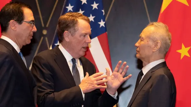 Стивен Мнучин, Роберт Лайтхайзер и Лю Хэ