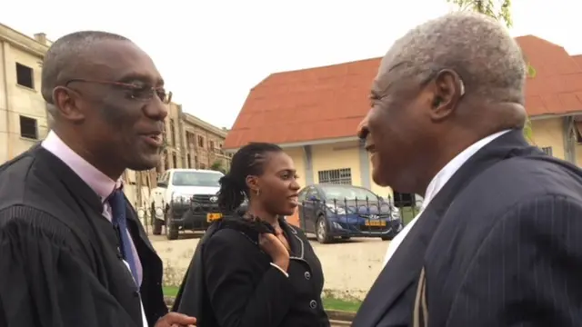 Defence lawyers for Mancho and odas, Maitre Claude Assira, Barrister Benard Muna