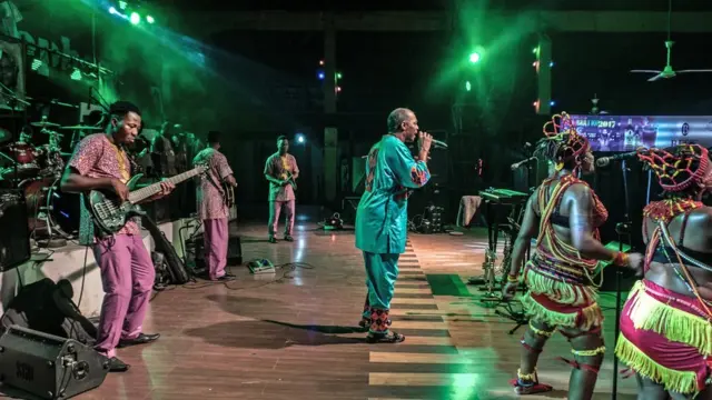 Femi Kuti dey perform 'One People One World' for New Afrika Shrine. 25 February 2018