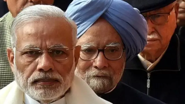 नरेंद्र मोदी और भारत के पूर्व प्रधानमंत्री मनमोहन सिंह