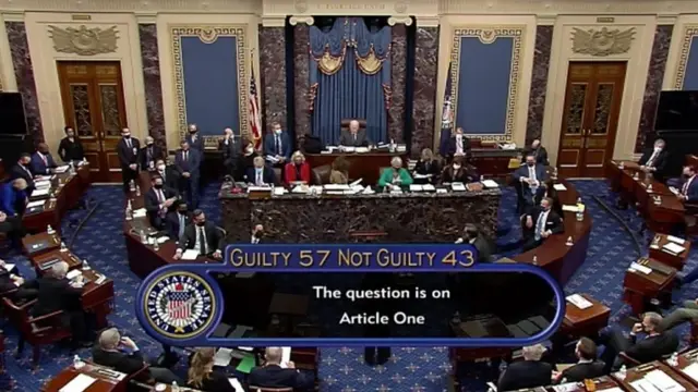 Votación sobre el juicio político a Trump en el Congreso el sábado 13 de febrero.
