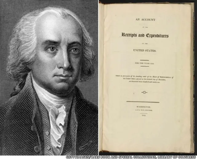 جيمس ماديسون، الرئيس في ذلك الوقت، ونهب دفتر الإيصالات الحكومي الخاص به في عام 1814