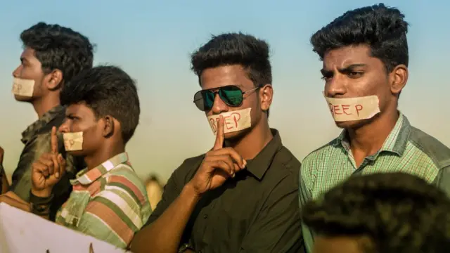 ভারতের চেন্নাই শহরে প্রতিবাদ।