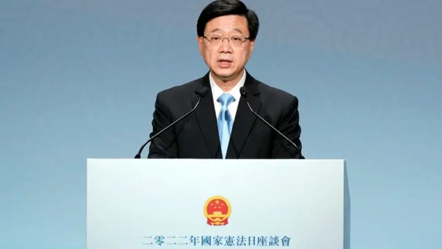 香港特区行政长官李家超在中国国家宪法日座谈会上致辞（中新社图片4/12/2022）