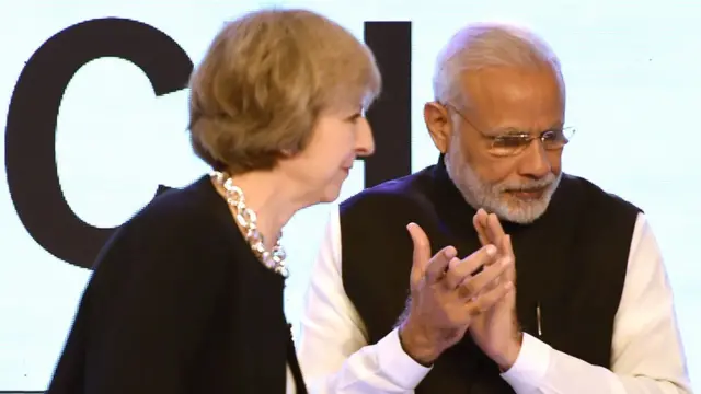 د هند لومړی وزیر نرېندرا مودي او د بریتانیا لومړۍ وزیره تېریزا می