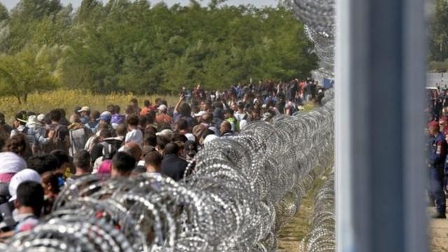لاجئون على الحدود المجرية