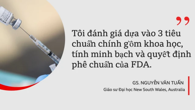 3 tiêu chuẩn đánh giá chính gồm khoa học, tính minh bạch và quyết định phê chuẩn của FDA