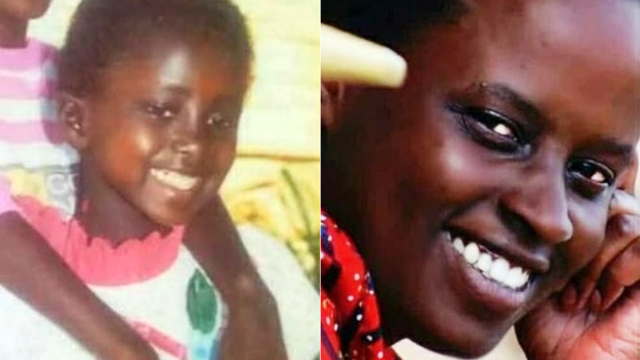 Grace Umutoni - à gauche quand elle était enfant et à droite comme elle est maintenant