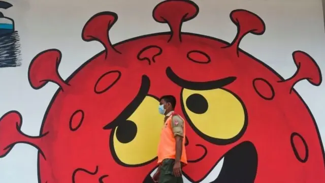 করোনাভাইরাস নিয়ে দেয়ালচিত্র।