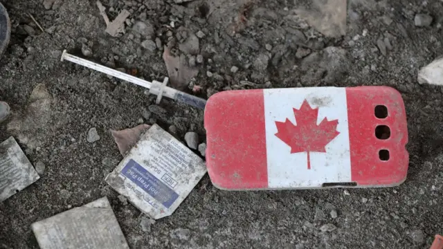 Pertenencias de personas sin hogar en Canadá.