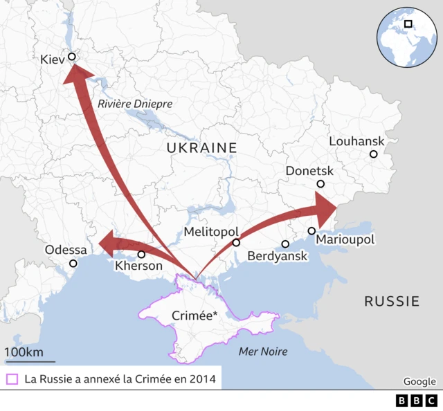 Graphique attaque de Crimée vers le nord