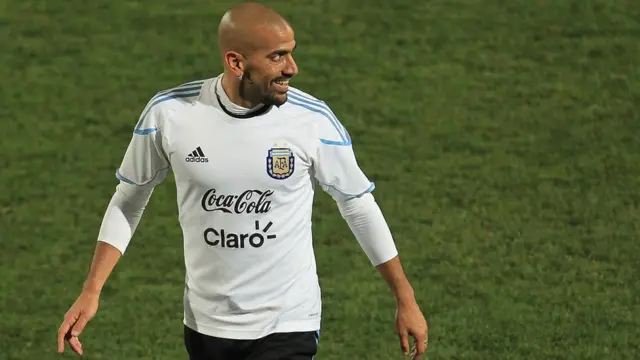 Juan Sebastián Verón en un entrenamiento con la selección argentina en 2010.