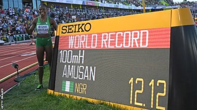 Tobi Amusan celebrate her World Athletics Championships gold medal for di women 100m hurdles