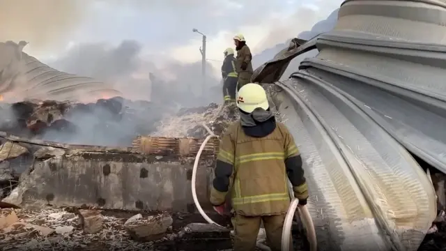 Firefighters tackle fire in Odesa