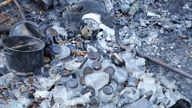 The wreckage at Meriel's home