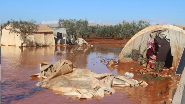 سیل در اردوگاه آوارگان سوری
