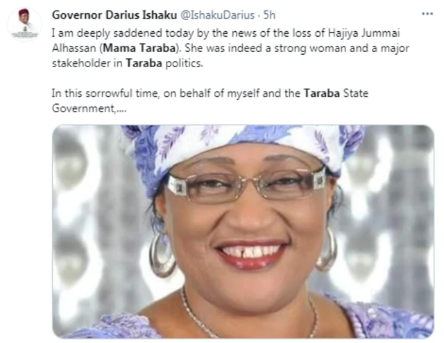 Aisha Alhassan "Mama Taraba" dies: [Buhari former 'Minister' of Women Affairs don die]