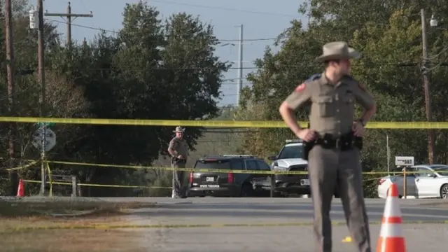 Police at the scene of the mass shooting in Sutherland Springs, Texas. Photo: 6 November 2017