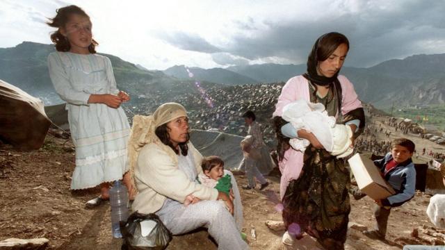 Pengungsi Kurdi Irak di tenggara Turki sesudah kabur dari perang antara pasukan pemerintah dengan Peshmerga bulan Mei 1991