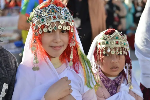 Wadannan yaran na kasar Morocco an yi masu masu ado ne a jajibarin sabuwar shekarar Amazigh ta 2,970