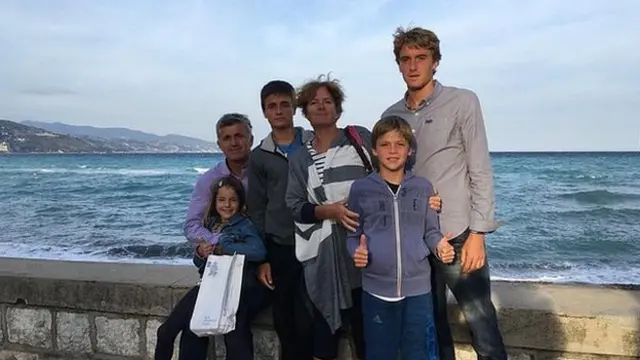 Tsitsipas family portrait, with Tsitsipas aged 16 or 17