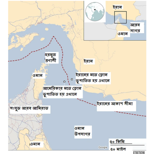 মানচিত্রে উপসাগর এলাকা