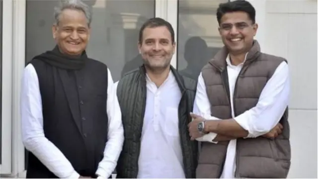 गहलोत, राहुल गांधी, सचिन पायलट