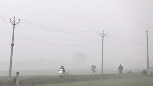 अमृतसर की एक सड़क पर कोहरा