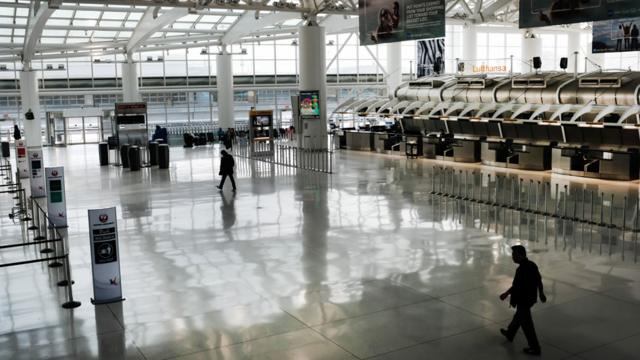 JFK airport in New York is eerily quiet